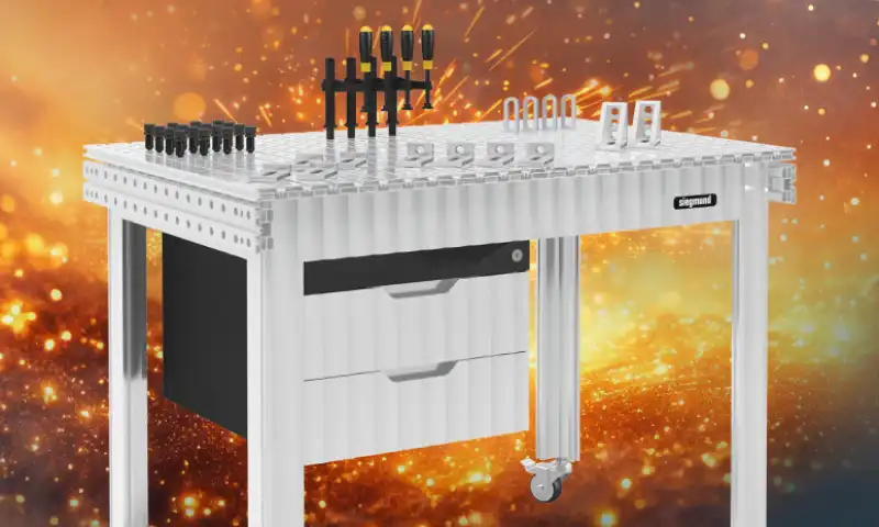 Siegmund S16 alumínium vázas munkaasztal, 1200 x 800 mm